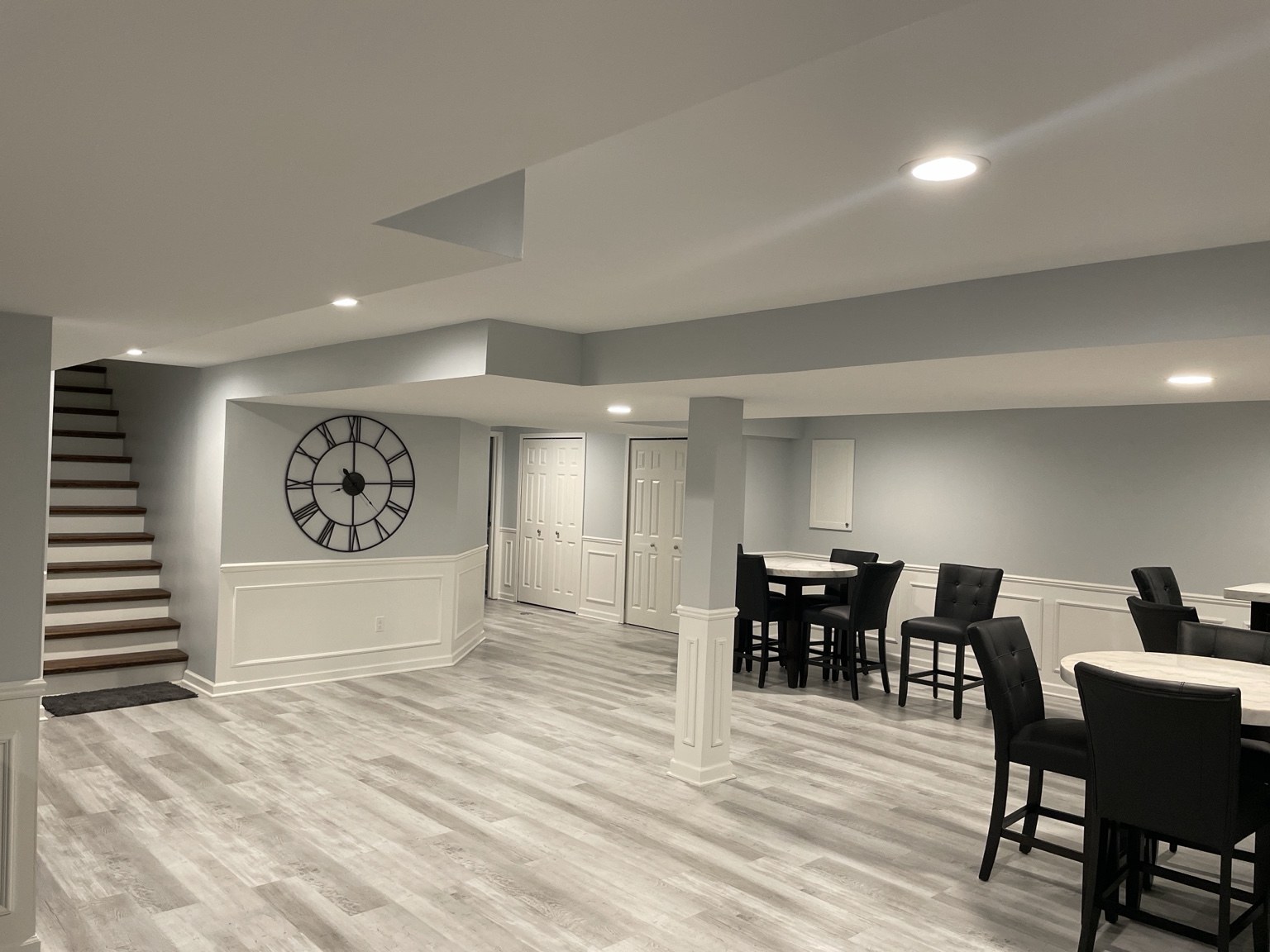 Basement staircase and custom wall molding